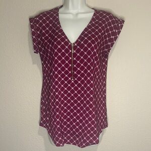 Express Gramercy Cap Sleeve Zip Blouse, Size S